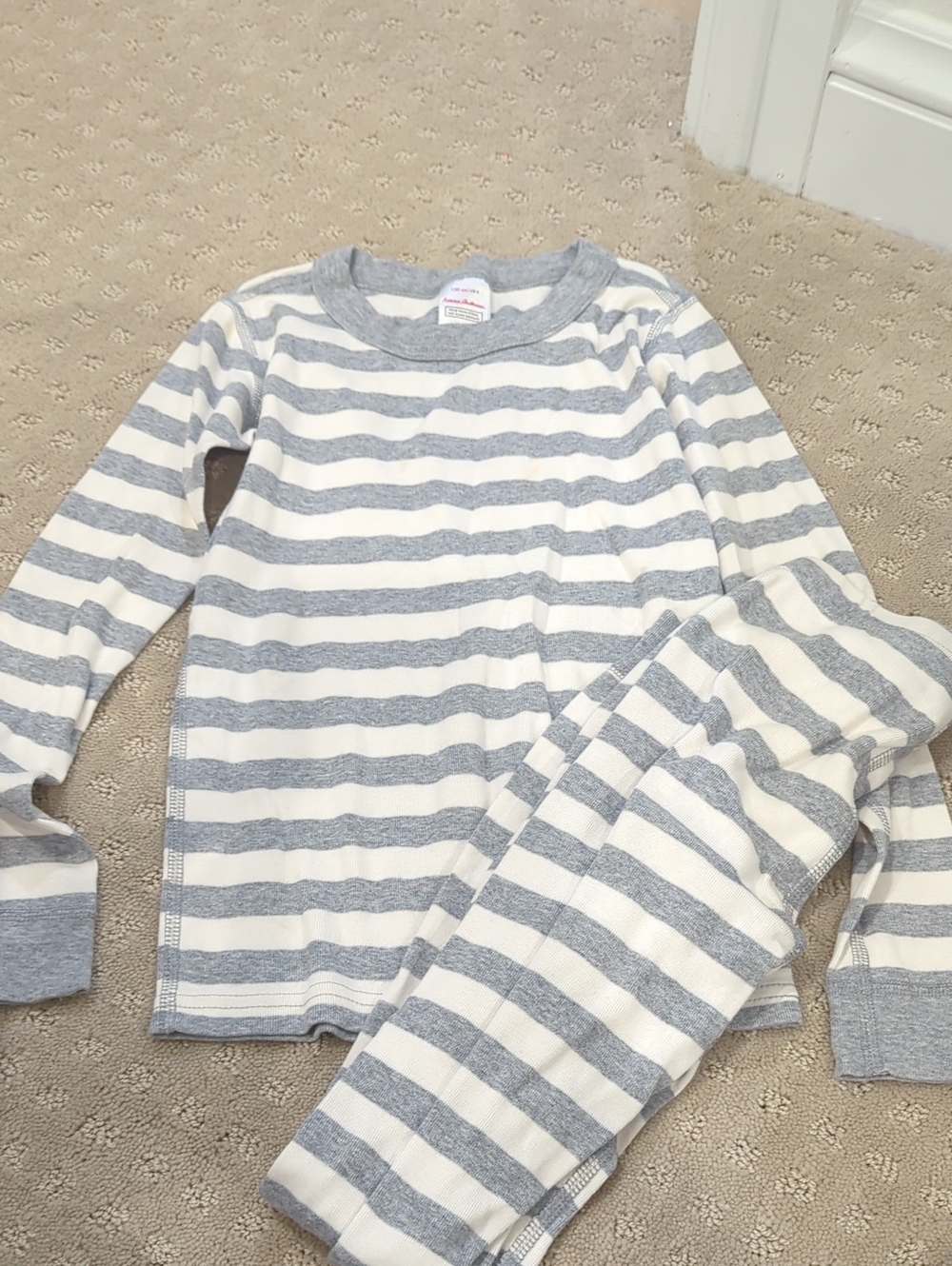 Hanna Andersson Gray & White Striped Kids Pajama Set